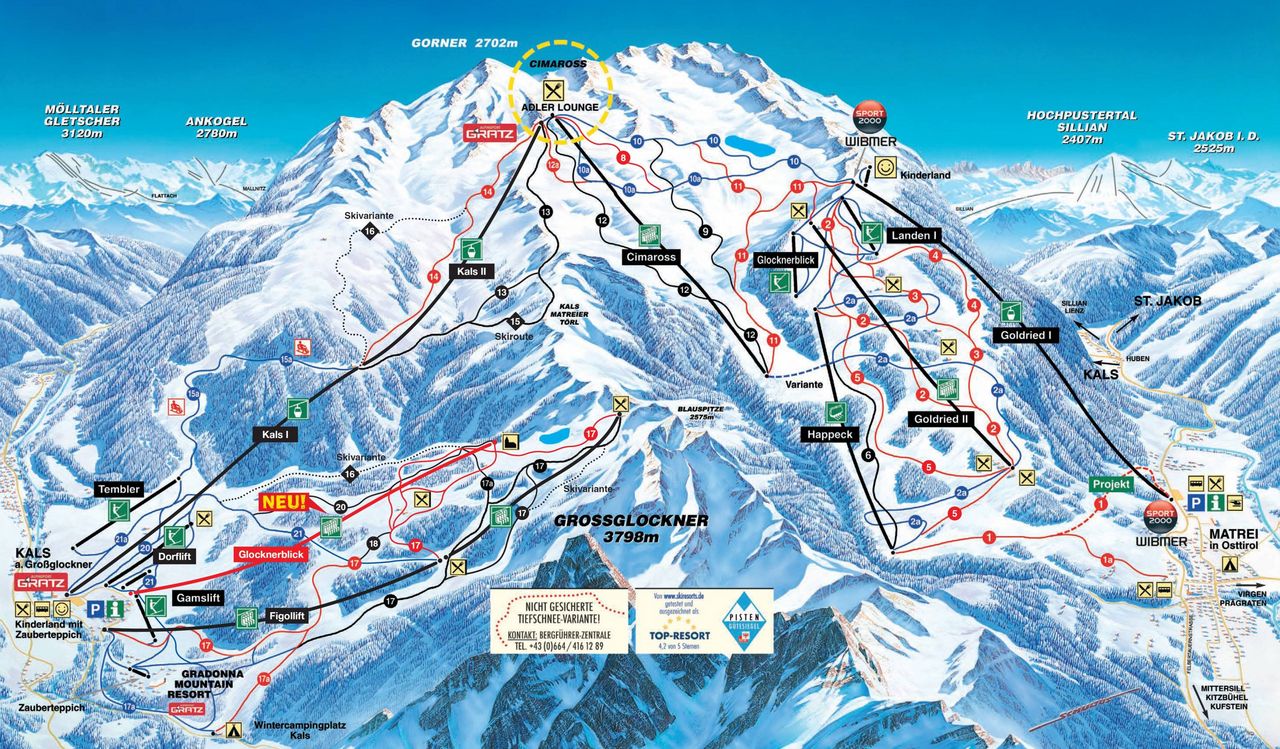 Pistenplan - Skigebiet Grossglockner Resort Kals und Matrei in Osttirol